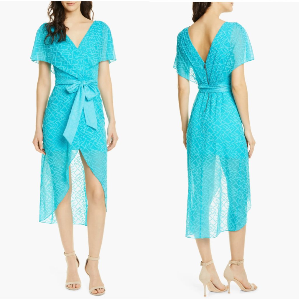 Alice And Olivia Darva Wrap-Effect Swiss-Dot Silk And Cotton-Blend Midi Dress